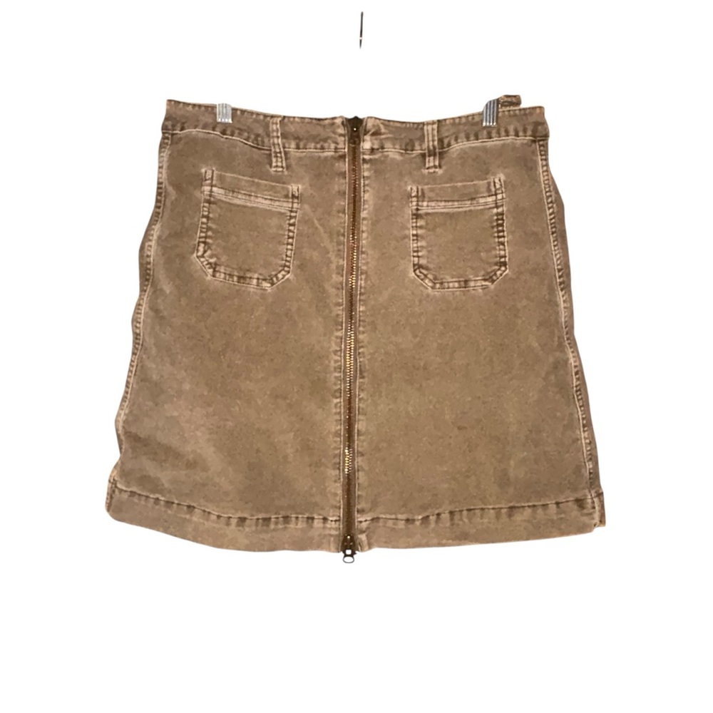 JAG Jeans Corduroy Mini Skirt Y2K Size 12 Brown Stretch Front Zip Boho Festival